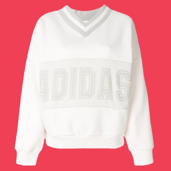 adidas Tops - Adidas Retro Vintage Style Sweatshirt White & Gray
